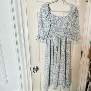 COPY - Poiumn dress floral shoulder off midi spring summer M womens euc